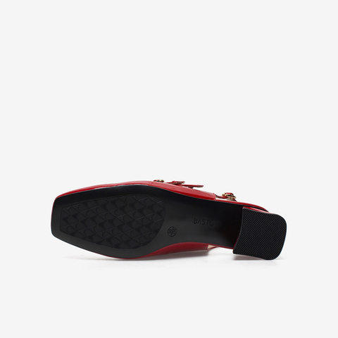 百思图2021夏季新款小香仙女风包头玛丽珍粗跟后空女凉鞋RBG47BH1