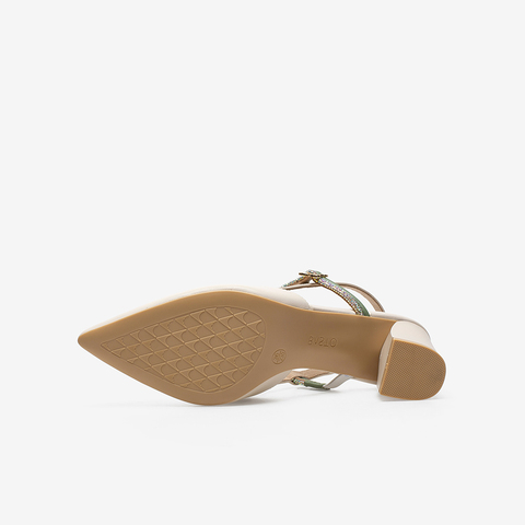 百思图2021夏季新款商场同款时髦仙女风尖头粗高跟女凉鞋RUF16BH1