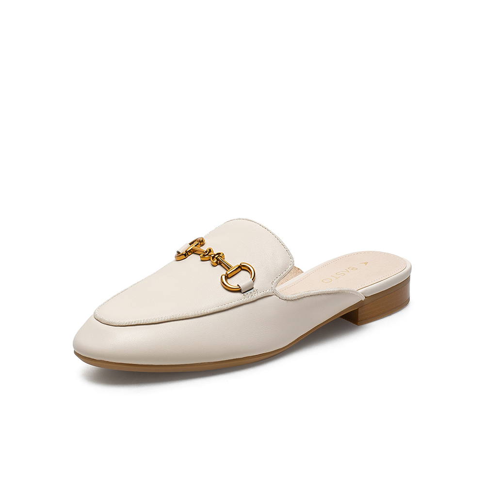 百思图2021夏新款商场同款时尚马衔扣懒人鞋穆勒托女凉拖RSM01BH1