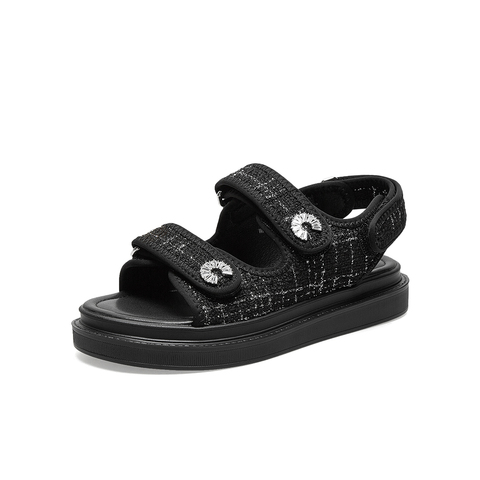 百思图2021夏季新款商场同款时髦小香风厚底休闲女凉鞋WKC05BL1