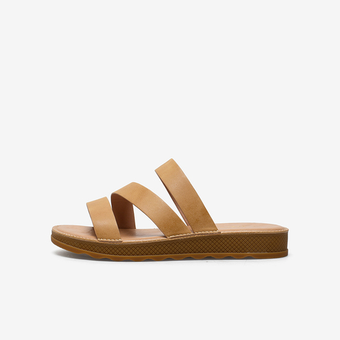 百思图2021夏季新款商场同款简约外穿厚底一字拖女拖鞋YB601BT1