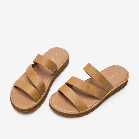 百思图2021夏季新款商场同款简约外穿厚底一字拖女拖鞋YB601BT1