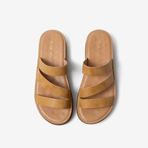 百思图2021夏季新款商场同款简约外穿厚底一字拖女拖鞋YB601BT1