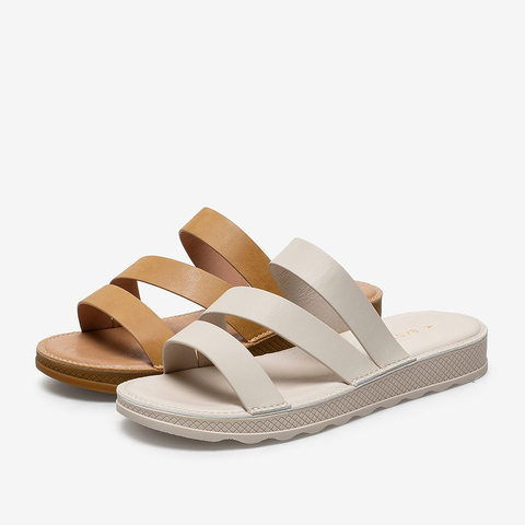 百思图2021夏季新款商场同款简约外穿厚底一字拖女拖鞋YB601BT1