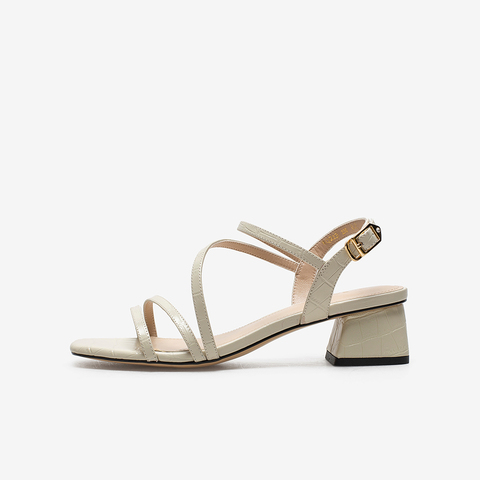 百思图2021夏季新款商场同款休闲石头纹粗中跟露趾女凉鞋RQ223BL1