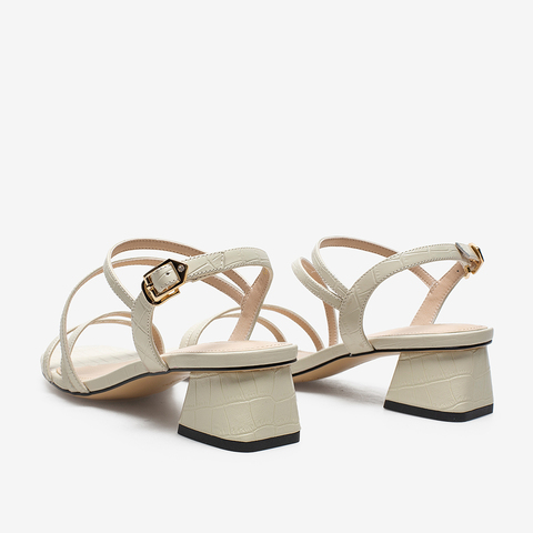 百思图2021夏季新款商场同款休闲石头纹粗中跟露趾女凉鞋RQ223BL1