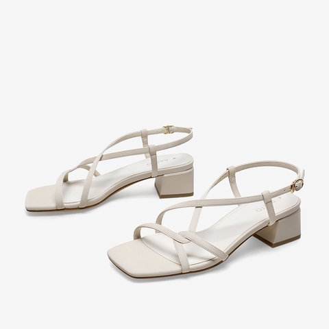 百思图2021夏季新款商场同款简约交叉绑带粗跟凉鞋女MB111BL1