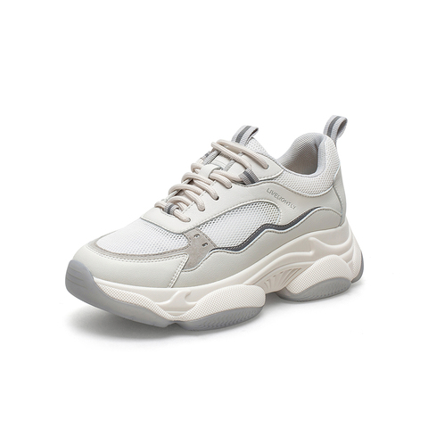 百思图2021夏季新款街头潮流运动风厚底老爹鞋女休闲鞋ZRUD5BM1