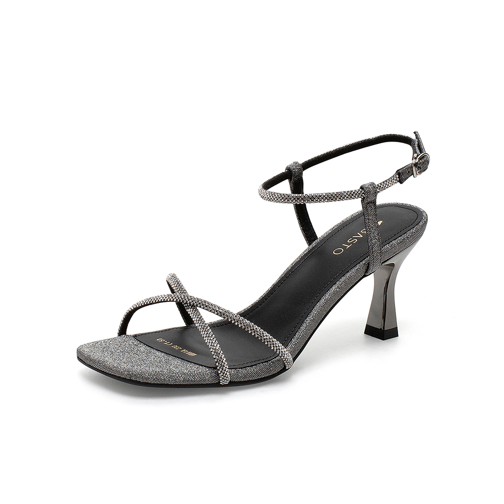 百思图2021夏季新款商场同款时髦亮钻气质细高跟凉鞋女MBA1ABL1