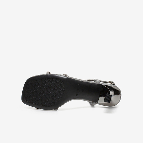 百思图2021夏季新款商场同款时髦亮钻气质细高跟凉鞋女MBA1ABL1