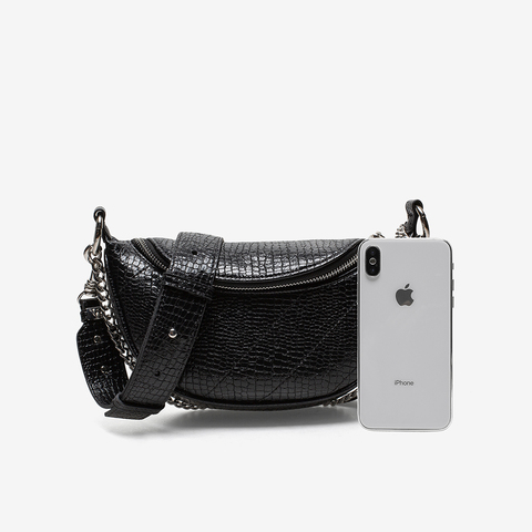 百思图2021春季新款商场同款复古鳄纹腋下包单肩斜挎包女X1955AX1