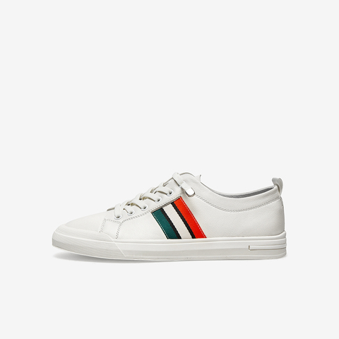 百思图2021秋新款商场同款运动风时尚板鞋小白鞋男休闲鞋DFH11CM1