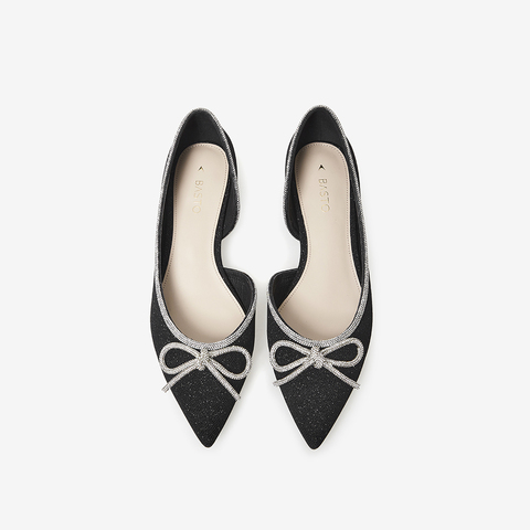 百思图2021夏季新款商场同款时髦亮片蝴蝶结饰粗跟凉鞋女RTV38BK1