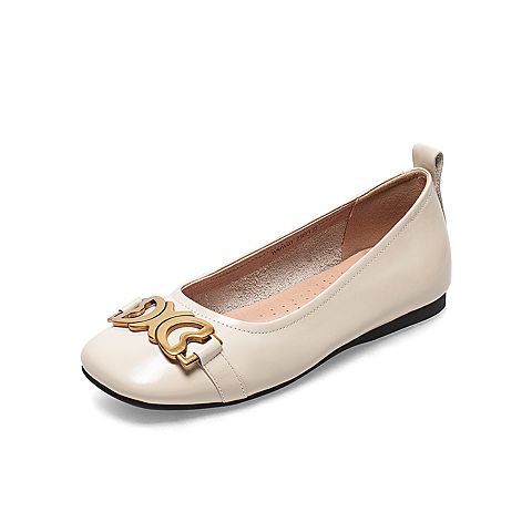 百思图2021秋季新款商场同款时髦金属扣平底浅口女单鞋WMW01CQ1