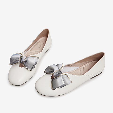 百思图2021秋季新款商场同款优雅气质蝴蝶结浅口女单鞋WNP06CQ1