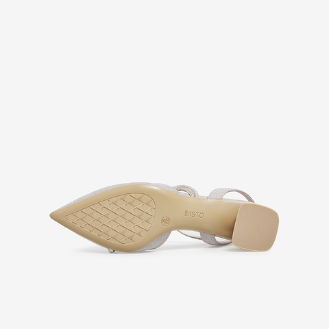 百思图2021夏季新款商场同款时髦气质粗跟尖头亮钻凉鞋女TDJ23BH1