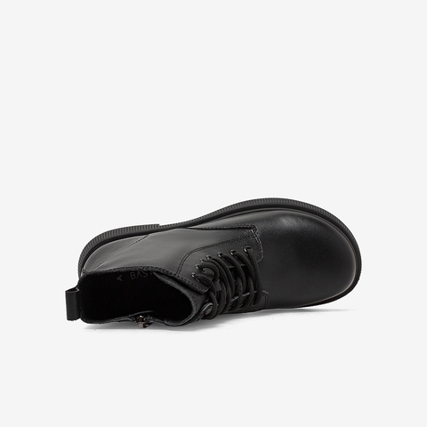 百思图2021冬季新款商场同款黑色英伦风粗跟马丁靴女短靴CD201DD1