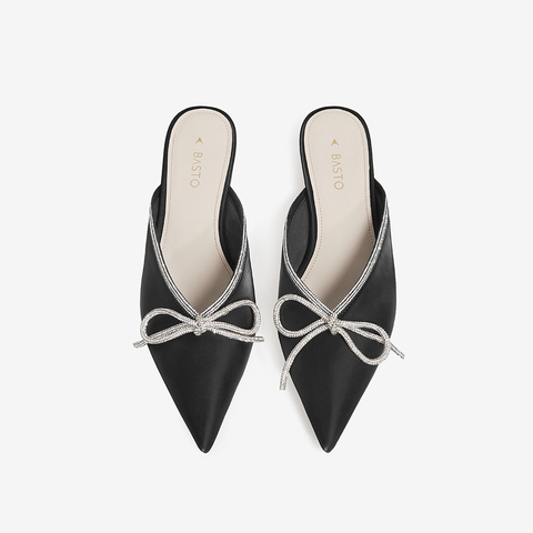 百思图2021夏季新款简约气质蝴蝶结方跟穆勒鞋女拖鞋AL981BH1