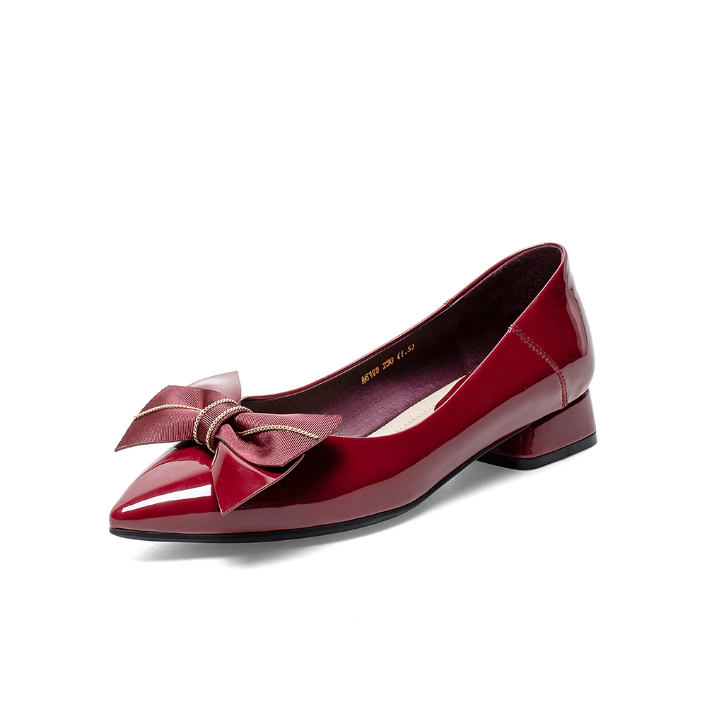 百思图2021秋季新款商场同款时尚蝴蝶结浅口女单鞋A6199CQ1