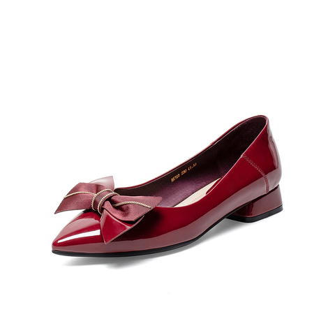百思图2021秋季新款商场同款时尚蝴蝶结浅口女单鞋A6199CQ1