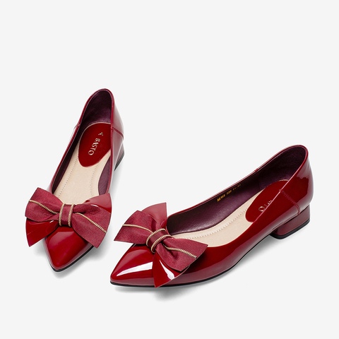 百思图2021秋季新款商场同款时尚蝴蝶结浅口女单鞋A6199CQ1