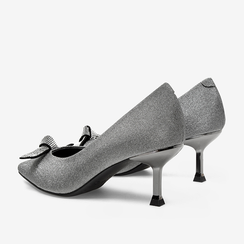 百思图2021秋季新款商场同款气质优雅闪钻高跟女单鞋MCD09CQ1