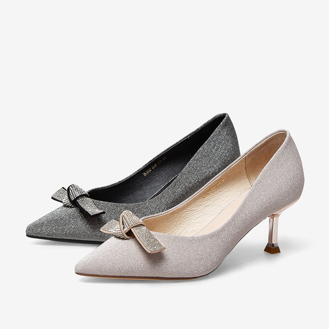 百思图2021秋季新款商场同款气质优雅闪钻高跟女单鞋MCD09CQ1