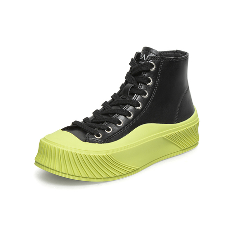 百思图2021冬季新款商场同款时尚穿搭厚底系带女短靴IDB08DD1