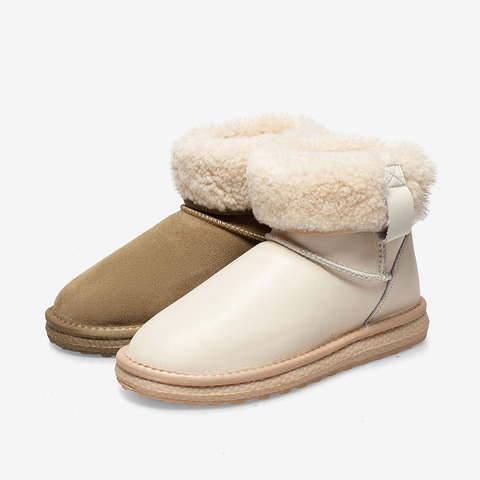 百思图2021冬季新款潮流时髦搭配厚底舒适雪地靴女短靴ZD655DD1