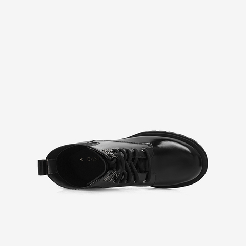 百思图2021冬季新款粗跟英伦风系带马丁靴女短靴WTM03DD1