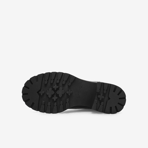 百思图2021冬季新款粗跟英伦风系带马丁靴女短靴WTM03DD1