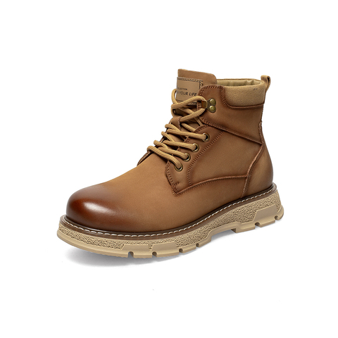 百思图2021冬季新款商场同款简约通勤舒适马丁靴男低靴10789DD1