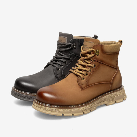 百思图2021冬季新款商场同款简约通勤舒适马丁靴男低靴10789DD1