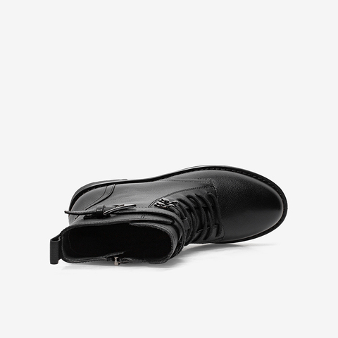 百思图2021冬季新款潮流英伦风松糕厚底粗跟马丁靴女短靴RE173DD1