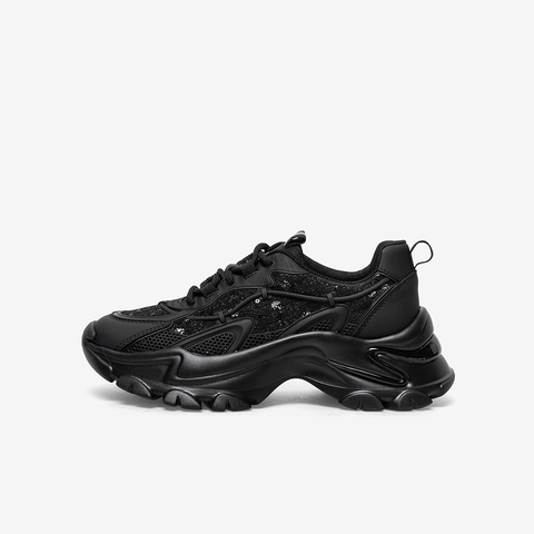 百思图2021秋季新款运动风简约舒适老爹鞋女休闲鞋WPT19CM1