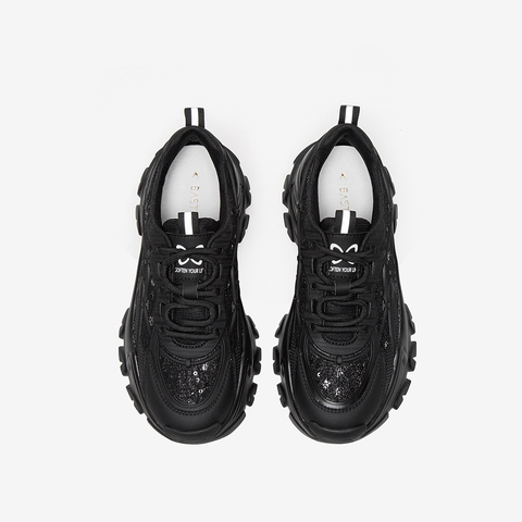 百思图2021秋季新款运动风简约舒适老爹鞋女休闲鞋WPT19CM1