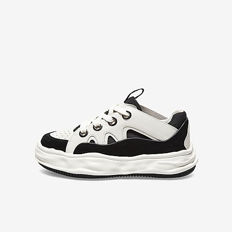 百思图2021秋季新款厚底系带运动风简约舒适女休闲鞋IDB75CM1