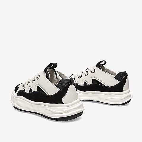 百思图2021秋季新款厚底系带运动风简约舒适女休闲鞋IDB75CM1