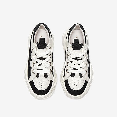 百思图2021秋季新款厚底系带运动风简约舒适女休闲鞋IDB75CM1