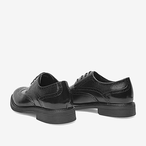 百思图2021秋季新款经典复古商务通勤雕花布洛克男皮鞋H0012CM1