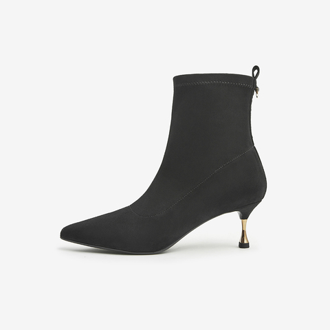 百思图2021冬季新款潮流复古气质优雅细高跟弹力靴女短靴BD033DD1