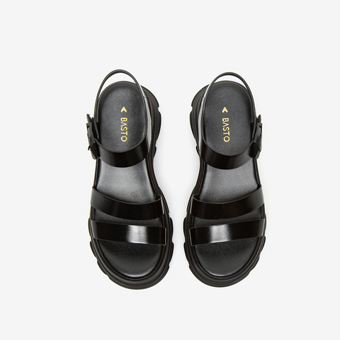 百思图2022夏季新款商场同款简约厚底舒适沙滩罗马女凉鞋TLY03BL2