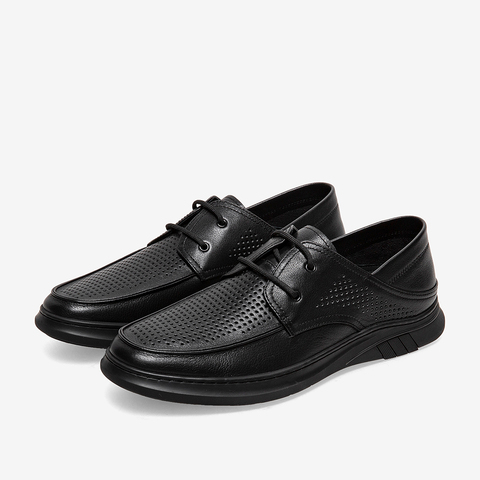 百思图2022夏季新款商场同款潮流商务通勤舒适男休闲皮鞋QA950BM2