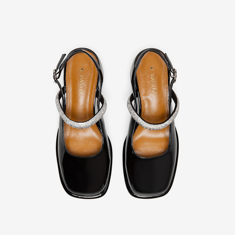 百思图2022夏季新款商场同款时尚水钻玛丽珍一字带女凉鞋MB010BH2