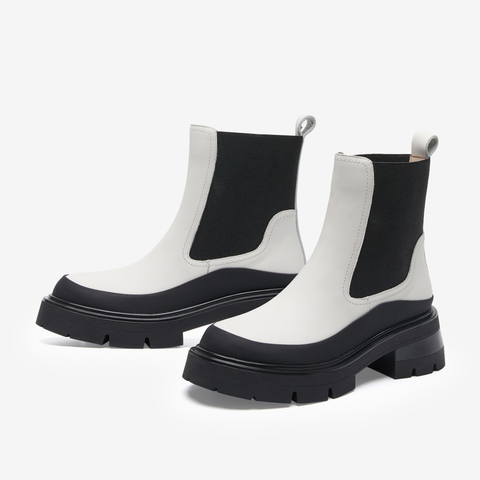 百思图2022冬季新款商场同款时尚潮流切尔西烟管靴女短靴BD061DD2