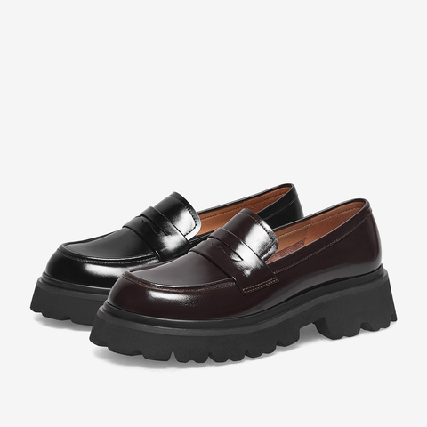 百思图2023春季新款商场同款时尚潮流通勤乐福鞋女单鞋VIQ04AA3