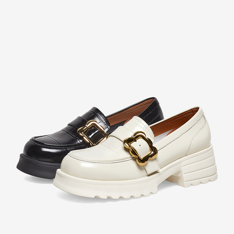 百思图2023春季新款商场同款时尚潮流通勤乐福鞋女单鞋VHT04AA3