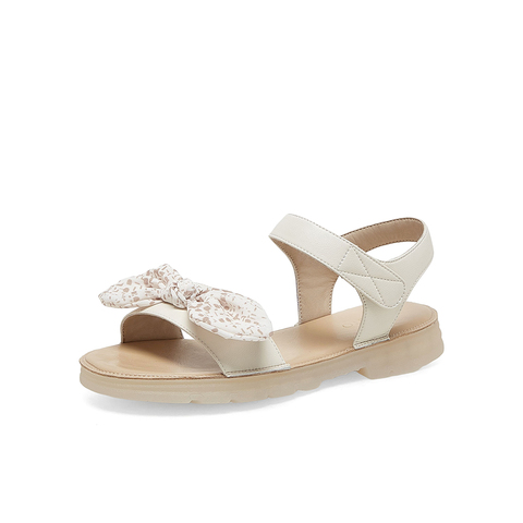 百思图2023夏季新款商场同款时髦蝴蝶结一字带女凉鞋WJZ31BL3