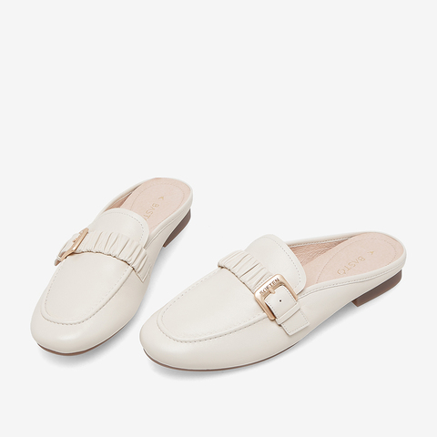 百思图2023夏季新款商场同款简约时髦穆勒鞋方跟女拖鞋WEF68BH3