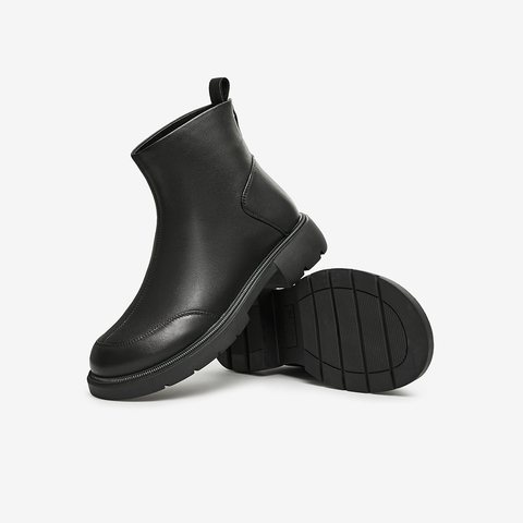 百思图2023冬季新款商场同款简约休闲时装靴粗跟女短靴CD022DD3